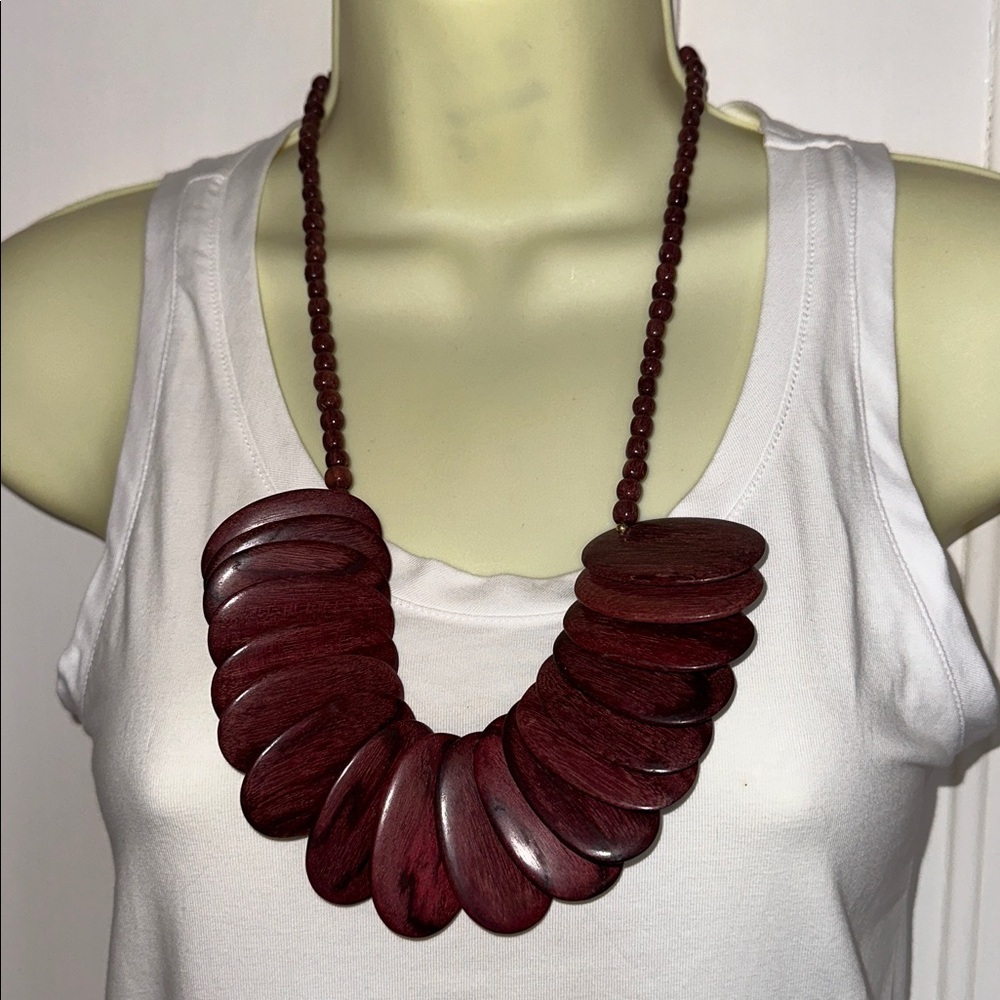 VTG NWT Costa Rican Exotic Wood Beaded Nazareno Purple Heart Necklace